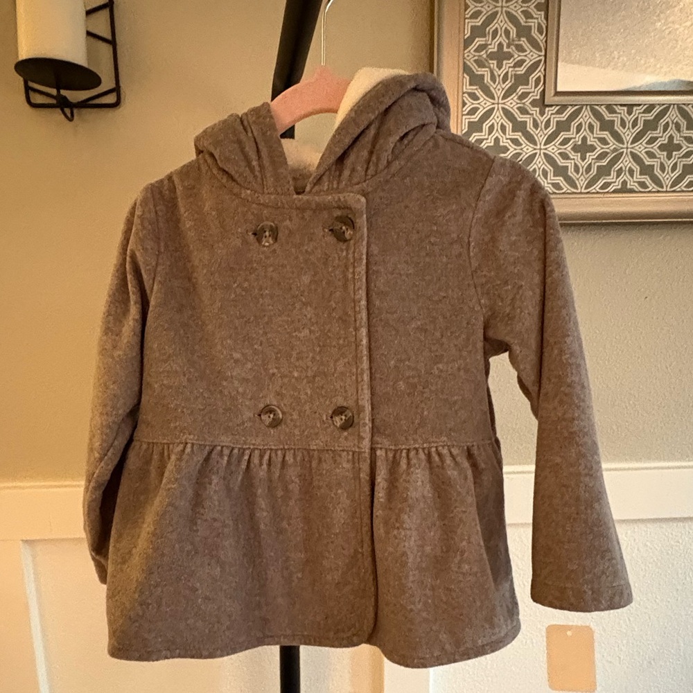 Carter’s Sherpa-Lined Hooded Peacoat Jacket – 24M – Gray Bear Ear Hoodie